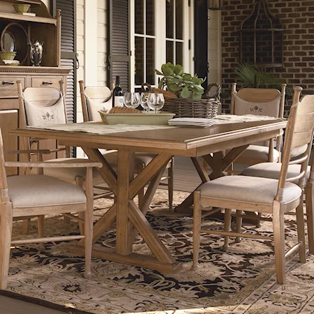 Family-Style Table with Trestle Base